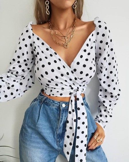 Polka dot wrap top